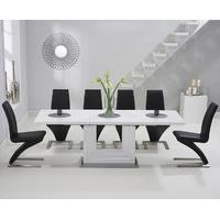 tula 160cm white high gloss extending dining table with hampstead z ch ...