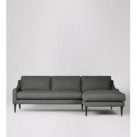 Turin Corner Sofa in Dime Grey House Weave, Walnut Feet