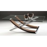Tusk Rectangular Glass Coffee Table with Walnut Leg