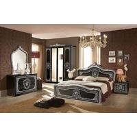 Tutto Mobili Alice Black Capitone Bedroom Set with 4 Door Wardrobe