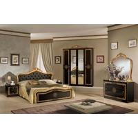 Tutto Mobili Luisa Black Gold Bedroom Set with 4 Door Wardrobe