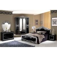 Tutto Mobili Simona Black Silver Bedroom Set with 4 Door Wardrobe
