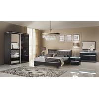 Tutto Mobili Erika Black Bedroom Set with 2 Door Wardrobe