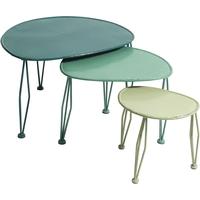 Turquoise, Petrol and Ash Green Shaped Tables with 3 Sections