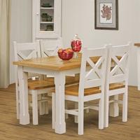 Tuscany Distressed Painted 120cm-180cm Dining Set with 4 Chairs