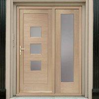 turin exterior oak door and frame set with one side screen and obscure ...