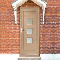 Turin Exterior Oak Door and Frame Set with Obscure Double Glazing