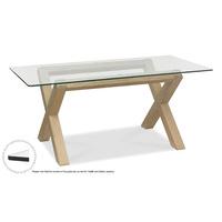 turin aged oak glass top dining table