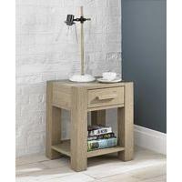 Turin Aged Oak Lamp Table With Drawer
