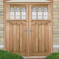 Tuscany External Oak Double Door and Frame Set with Tulip style Tri-Glazing