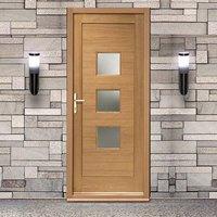 Turin External Oak Solid Door with Obscure Safety Double Glazing