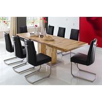 Turin Extendable Dining Table In Core Beech With 8 Flair Chairs