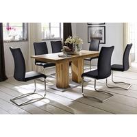 Turin Extendable Dining Table In Core Beech With 6 Arco Chairs