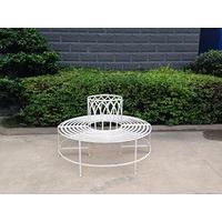 Turin Full Circle Outdoor Garden Tree Bench in White