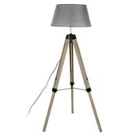 Tuscany Floor Lamp In Grey Shade With Wooden Tripod Base