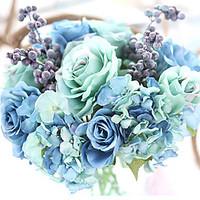Turquoise Artificial Rose Flower Bouquets Silk Eco-friendly Material Wedding Decorations-1Piece/Set Spring Summer Fall Winter Non-personalized