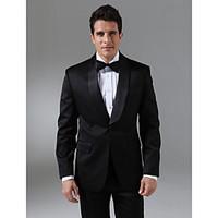 Tuxedos Tailored Fit Shawl Collar Single Breasted One-button Wool Polyester Blended Solid 2 Pieces