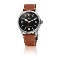 Tudor Heritage Ranger mens\' automatic stainless steel and brown leather strap watch