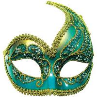 Turquoise & Gold Half Masquerade Mask