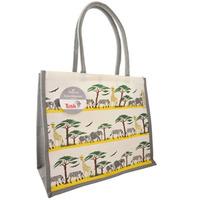 Tusk Elephant Scene Jute Bag Grey