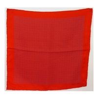 Turnbull And Asser Vintage Red Square Grid Patterned Silk Scarf With Rolled Edges