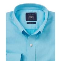 Turquoise Twill Button Down Collar Slim Fit Casual Shirt S Standard - Savile Row