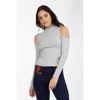 TURTLE NECK COLD SHOULDER TOP