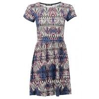 TURNBACK SLV AZTEC SKATER DRES