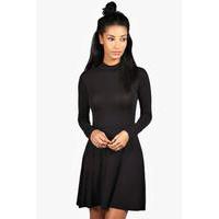 turtle neck skater dress black