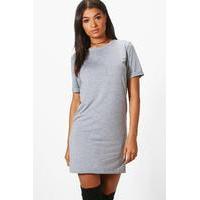 turn back sleeve tshirt dress grey marl