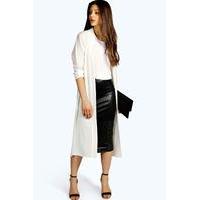 Turn Up Cuff Duster Coat - cream