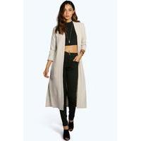 Turn Up Cuff Duster Coat - stone