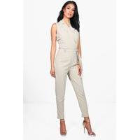 Tuxedo Style Jumpsuit - stone