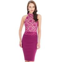 turtle neckline midi dress magenta