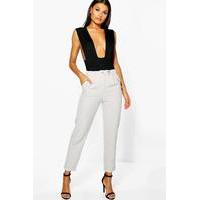 Turn Up Pocket Side Ankle Grazer Trousers - grey