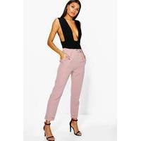 Turn Up Pocket Side Ankle Grazer Trousers - mauve