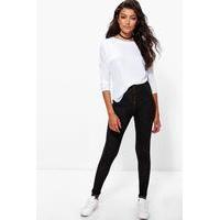 Turn Up Pocket Back Jeggings - black