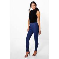 Turn Up Pocket Back Jeggings - blue