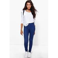 Turn Up Pocket Back Jeggings - mid blue