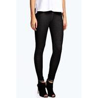 Turn Up Denim Look Jeggings - black