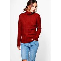 turtle neck cable jumper rust