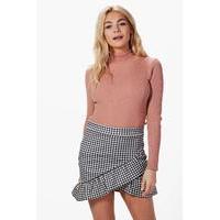 Turtle Neck Rib Knit Jumper - dusky pink