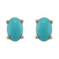 Turquoise Oval Stud Earrings In 9ct Yellow Gold 6x4mm Claw Set