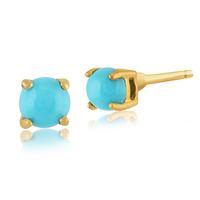Turquoise Round Stud Earrings In 9ct Yellow Gold 3.50mm Claw Set