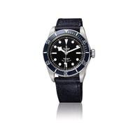 tudor heritage black bay mens automatic blue bezel strap watch