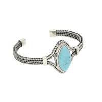 Turquoise Bracelet Marquise 20mm Foxtail Silver