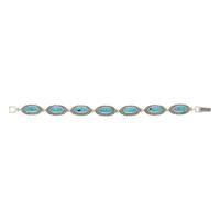 turquoise bracelet slim oval link marcasite silver