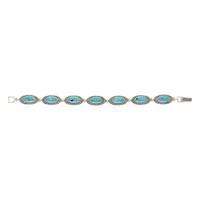 Turquoise Bracelet Slim Oval Link Marcasite Silver