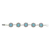 Turquoise Bracelet Flower Link Marcasite Silver