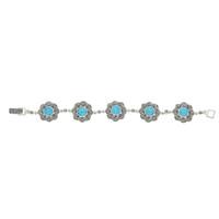 turquoise bracelet flower link marcasite silver